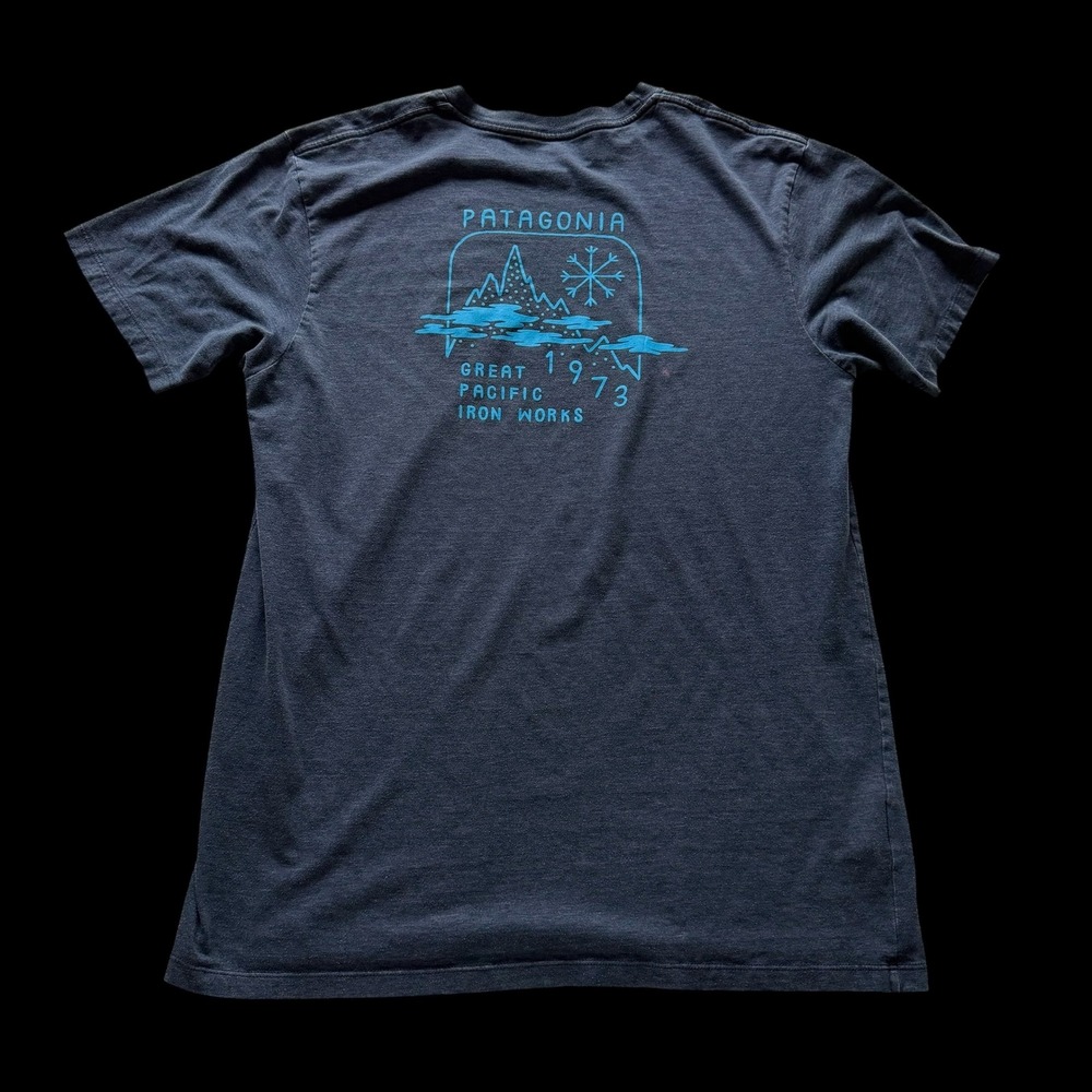 Patagonia Great Pacific Iron Works 1973 T-Shirt Navy Blue Mens L 38728